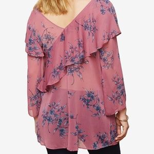 NEW Motherhood Gender Reveal Shower Maternity Floral Long sleeve Shirt  M *